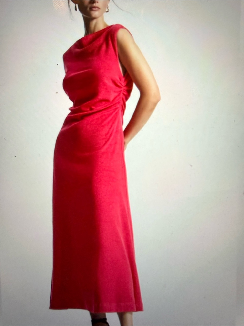 COS cowl neck towelling midi dress